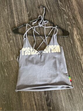 Morgan de Toi Light Gray Lace-Up Halter Camisole